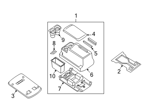 2005 Nissan Armada Center Console Lid - Console Box Diagram for 96920-ZC010