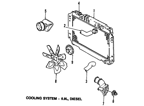 1990 Dodge W350 Cooling System, Radiator, Water Pump, Cooling Fan THRMOSTAT-Engine COOLANT Diagram for 83506401AA