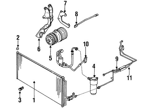 1988 Pontiac Grand Prix A/C Condenser, Compressor & Lines Pulley Asm- Belt Idler Diagram for 10044867