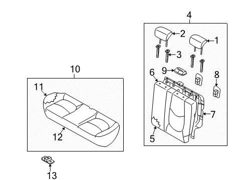 2011 Kia Soul Rear Seat Components Lock-Rear Cushion Diagram for 0K20157040D