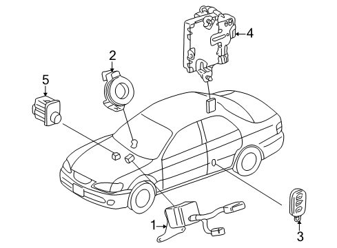 1998 Lexus ES300 Keyless Entry Components Door Control Transmitter Diagram for 89742-33100