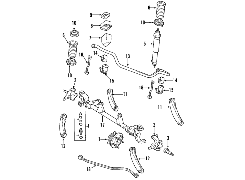 2001 Jeep Grand Cherokee Front Axle, Lower Control Arm, Upper Control Arm, Stabilizer Bar, Suspension Components Brake Hub And Bearing Diagram for 52098679AD