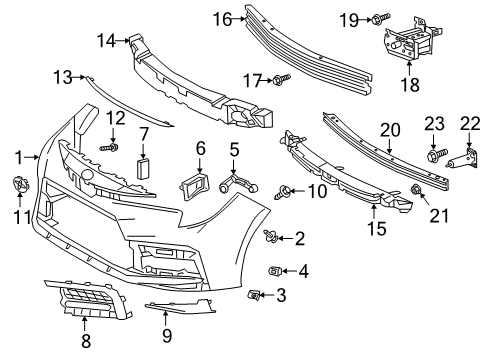 2021 Toyota Corolla Bumper & Components - Front Impact Bar Diagram for 52131-02270