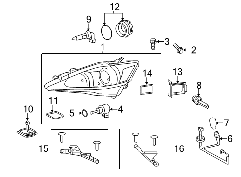 2011 Lexus IS350 Bulbs Headlamp Unit With Gas, Right Diagram for 81145-53541