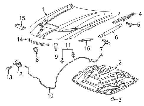 2015 Dodge Charger Hood & Components Cable-Hood Latch Diagram for 1PS72DX9AC