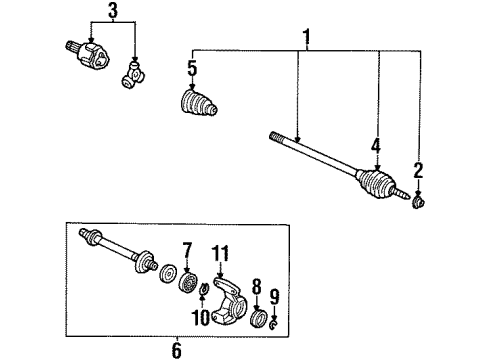 1996 Honda Odyssey Drive Axles - Front Driveshaft Set, Passenger Side Diagram for 44010-SX1-950