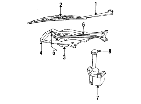 1996 Chrysler New Yorker Wiper & Washer Components Arm WIPER-Windshield WIPER-Rt Diagram for 4769016