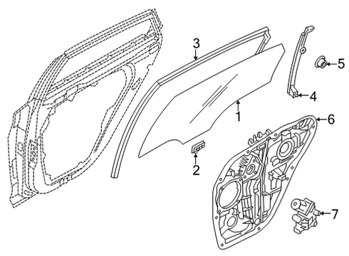 2021 Kia K5 Rear Door Glass-Rear Door Wind Diagram for 83411L3000