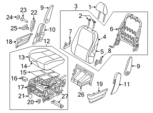 2015 Kia Sedona Second Row Seats Leg Cover Inner-2ND Diagram for 89604A9010CQA