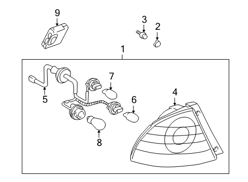 2004 Lexus IS300 Bulbs Lens, Rear Combination Lamp, RH Diagram for 81551-53100