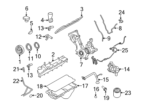 2010 Ford F-250 Super Duty Powertrain Control Drain Plug Gasket Diagram for 3C3Z-6734-AA