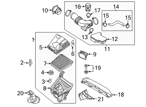 2011 Hyundai Equus Filters Resonator Diagram for 28191-3M100