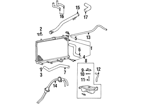 2000 Hyundai Tiburon Radiator & Components Bracket Assembly-Radiator Mounting, Upper Diagram for 25333-27100