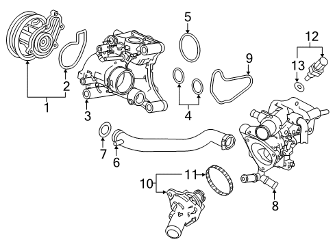 2020 Honda Accord Powertrain Control Case, Thermostat Diagram for 19321-6B2-A01