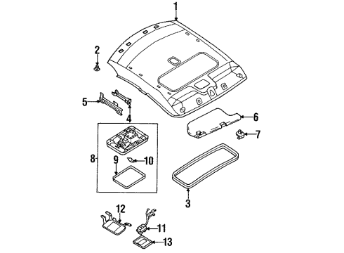 1997 Nissan Sentra Sunroof Holder-SUNVISOR Diagram for 96409-4B001