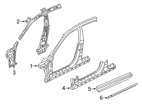 2017 Kia Cadenza Aperture Panel, Center Pillar & Rocker Pac K Diagram for 65170F6000