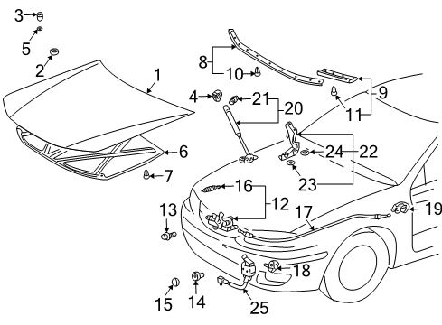 2003 Toyota Solara Hood & Components Support Cylinder Diagram for 53450-09040