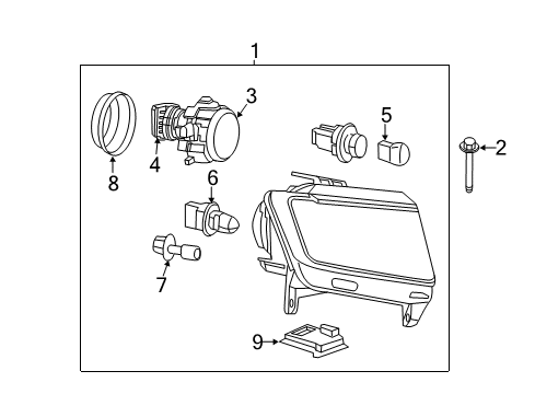 2012 Jeep Grand Cherokee Bulbs Headlamp Diagram for 55079380AK