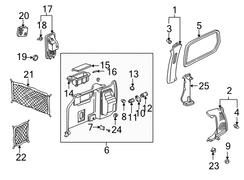 2000 Honda Odyssey Interior Trim - Side Panel Garnish Assy., L. Quarter Pillar *NH302L* (PALE QUARTZ) Diagram for 84181-S0X-A12ZA