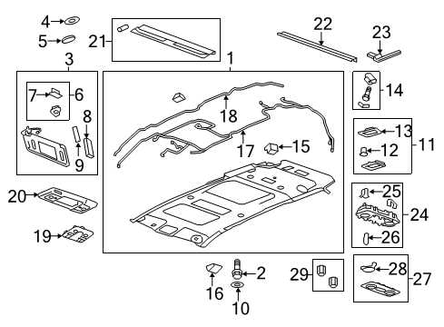 2009 Buick Enclave Interior Trim - Roof Sunshade Support Diagram for 15877014