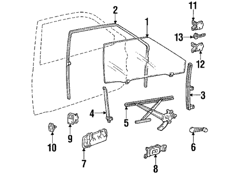 1987 Honda Accord Door & Components Sash, R. RR. Door Diagram for 72231-SE0-A00