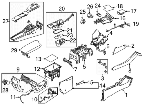 2020 Hyundai Sonata Center Console Charger Assembly-Usb Diagram for 96125-L1000