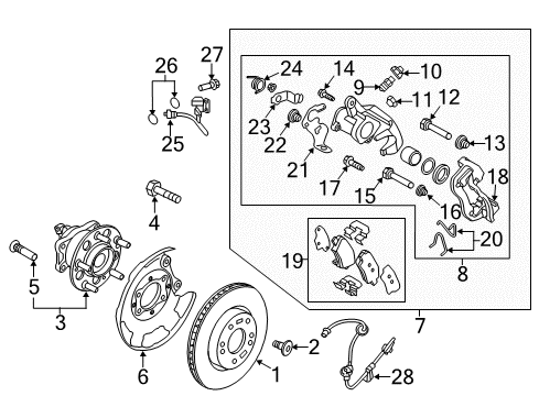 2020 Hyundai Elantra Rear Brakes Hose-Rear Wheel RH Diagram for 58738-F2500
