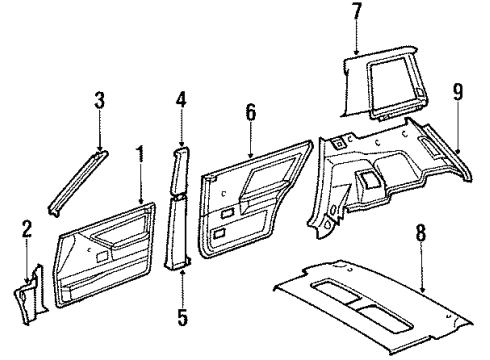 1987 Toyota Tercel Interior Trim Trim Panel Diagram for 67610-16400-06