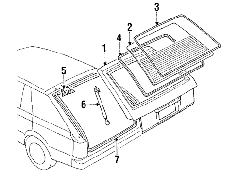 1986 Nissan Sentra Tail Gate - Gate & Hardware Back Door Lock Assembly Diagram for 90502-21A02