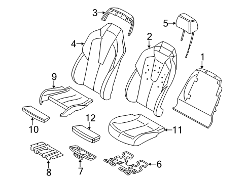 2018 BMW M6 Front Seat Components Leather Cover Sport Backrest Left Diagram for 52108066537