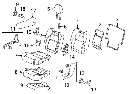 2020 Acura MDX Second Row Seats Pad, Driver Side Middle Seat Cushion Diagram for 81732-TZ5-A81