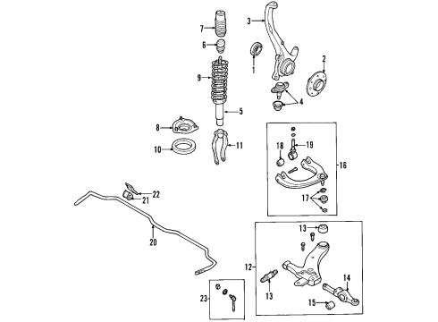 2001 Kia Optima Front Suspension Components, Lower Control Arm, Upper Control Arm, Stabilizer Bar Connector-LH Diagram for 54541-38010