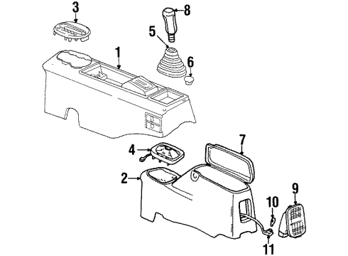 1998 Chrysler Sebring Center Console Console Forward Diagram for PW59LAZAD