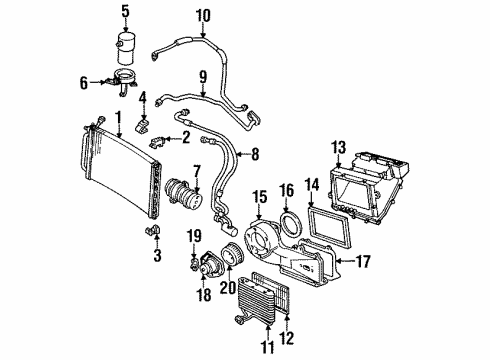 1988 Chevrolet Cavalier Blower Motor & Fan Tube Asm-A/C Evap Diagram for 22536384