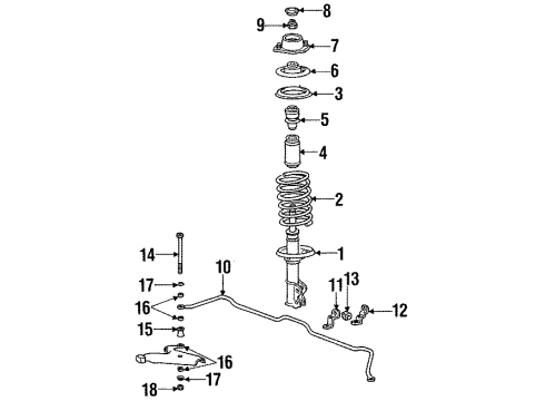 1992 Hyundai Scoupe Struts & Suspension Components - Front Cup(A)-Joint Diagram for 5481436001