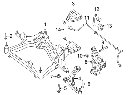 2014 Nissan Altima Front Suspension Components, Lower Control Arm, Stabilizer Bar Stopper-Insulator, Rebound LH Diagram for 54341-JA000