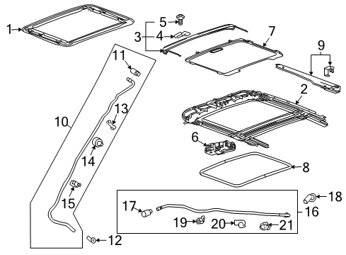 2011 Chevrolet Camaro Sunroof Sunroof Frame Diagram for 23277675