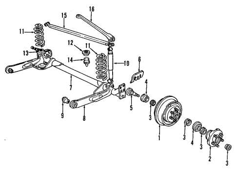 1992 Chrysler LeBaron Rear Suspension Components Shock Abs Rear Diagram for 4684779