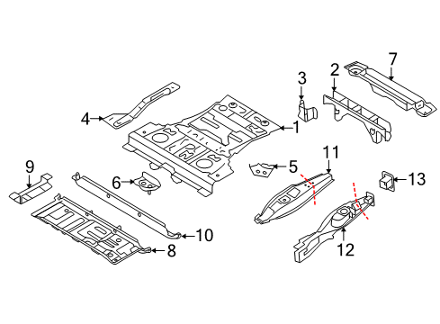 2017 BMW X6 Rear Body - Floor & Rails Bracket, Tank Fastening Centre Diagram for 41007195231