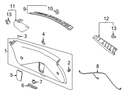 2022 Acura MDX Interior Trim - Lift Gate Subcord, Tail Gate Diagram for 32119-TYA-A00