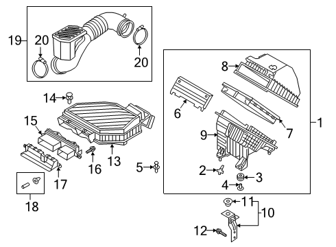 2020 Hyundai Tucson Air Intake Air Cleaner Assembly Diagram for 28110D3300