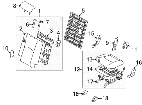 2009 Kia Borrego Third Row Seats Back Assembly-3RD LH Diagram for 893002J810ACG