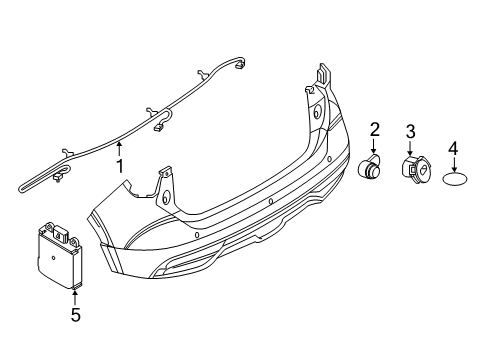 2019 Nissan Kicks Parking Aid Harness-Sub, Rear Bumper Diagram for 24093-5RB0A