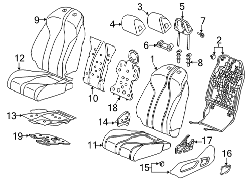 2022 Acura MDX Driver Seat Components Heater Complete Left, Front C Diagram for 81534-TYA-A41