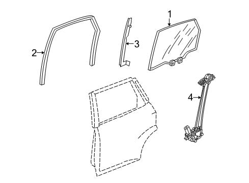 2009 Honda Fit Rear Door Glass Assy., R. RR. Door (Green)(Agc) Diagram for 73400-TF0-G00