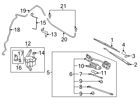 2009 Nissan Versa Windshield - Wiper & Washer Components Arm Assembly Wiper Diagram for 28825-EM30A