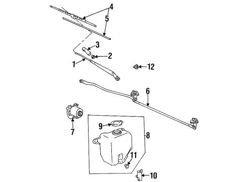 1997 Lexus LX450 Wiper & Washer Components Motor Assy, Windshield Wiper Diagram for 85110-60141