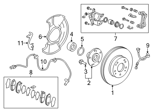 2020 Honda CR-V Anti-Lock Brakes Set, Front Diagram for 01465-TNY-E00