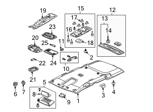 2009 Honda Element Interior Trim - Roof Base (Titanium) Diagram for 34252-S5A-003ZD