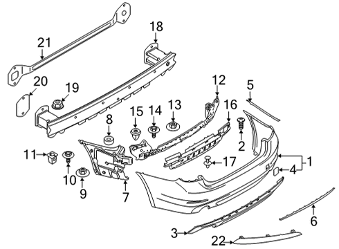 2022 BMW 530e Bumper & Components - Rear REFLECTOR, REAR LEFT Diagram for 63149463763